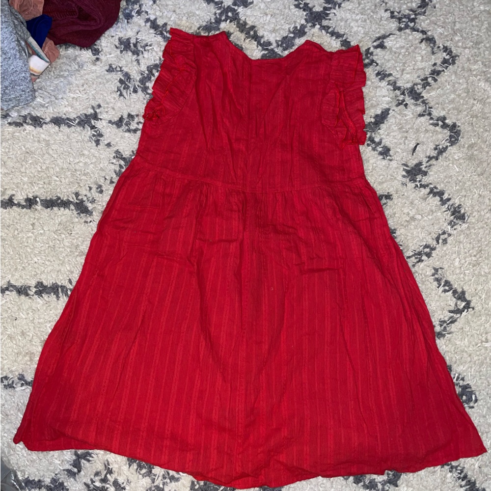 V-neck Open-stitch Lightweight Sun Dress - Small